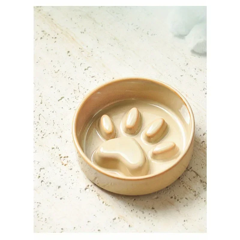 Pet Cat Bowl, Dog Bowl, Slow Food Bowl, Ceramic Medium sized Dog and Puppy Dog Anti Choking and Anti Overturning Bowl