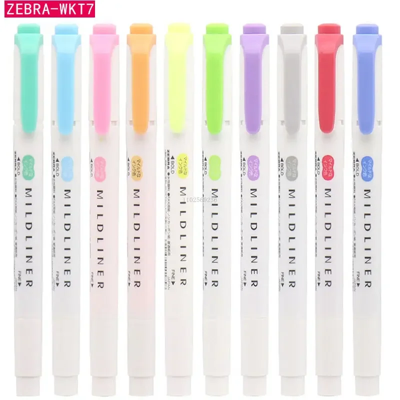 Japan ZEBRA WKT7 Mildliner Highlighter Pen Set Double Tip Markers Student Stationery Marker Pen for Kids Office College School