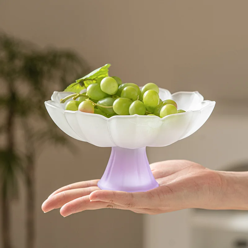 

Кристалл лотоса, тарелка с фруктами на высоких ножках, элегантный поднос для десерта для послеобеденного чая, домашняя гостиная, сервировочное блюдо для закусок