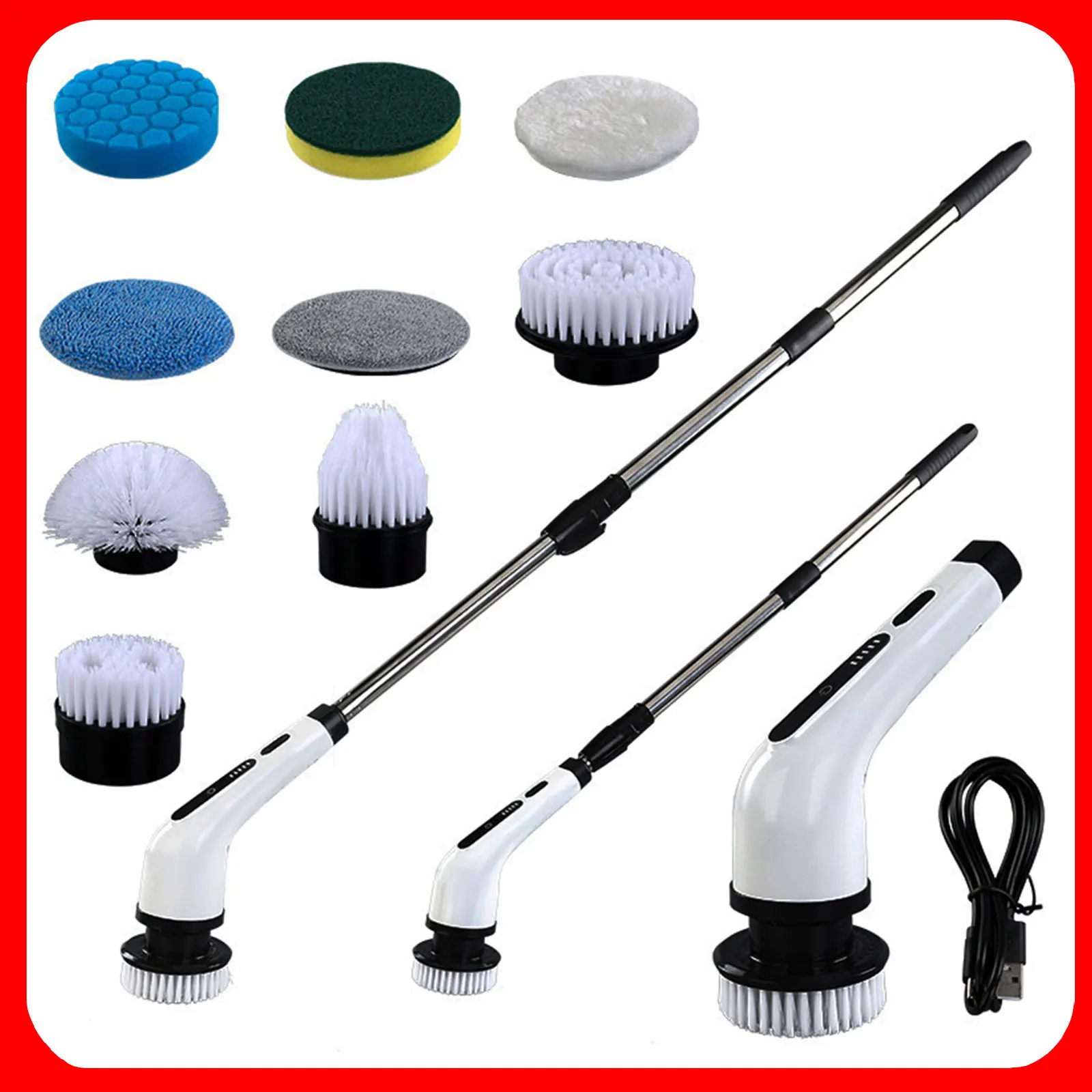 Cepillo de limpieza eléctrico 9 en 1 2000 mAh, herramienta de limpieza para salón, baño y cocina