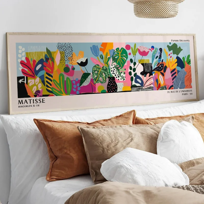 Image of Matisse Abstrakte Blumen-Leinwandkunst, Vintage-Ausstellungs-Horizontaldruck, Wohnzimmer-Sofa-Hintergrunddekoration