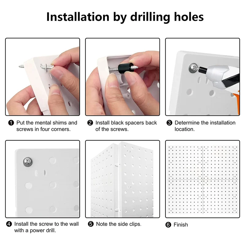 

Flash Trend 8-компонентный настенный органайзер из перфорированной доски, белая настенная подвеска из перфорированной доски, перфорированная доска для рукоделия, гаража, кухни, гостиной