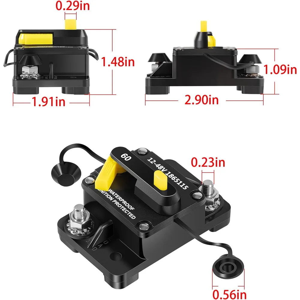 MKR-27 60 AMP Circuit Breaker 1865115/MKR-28 Trolling Motor Plug / Receptacle 1865120 Combo for Minn Kota Motors 12/24/36V/48V