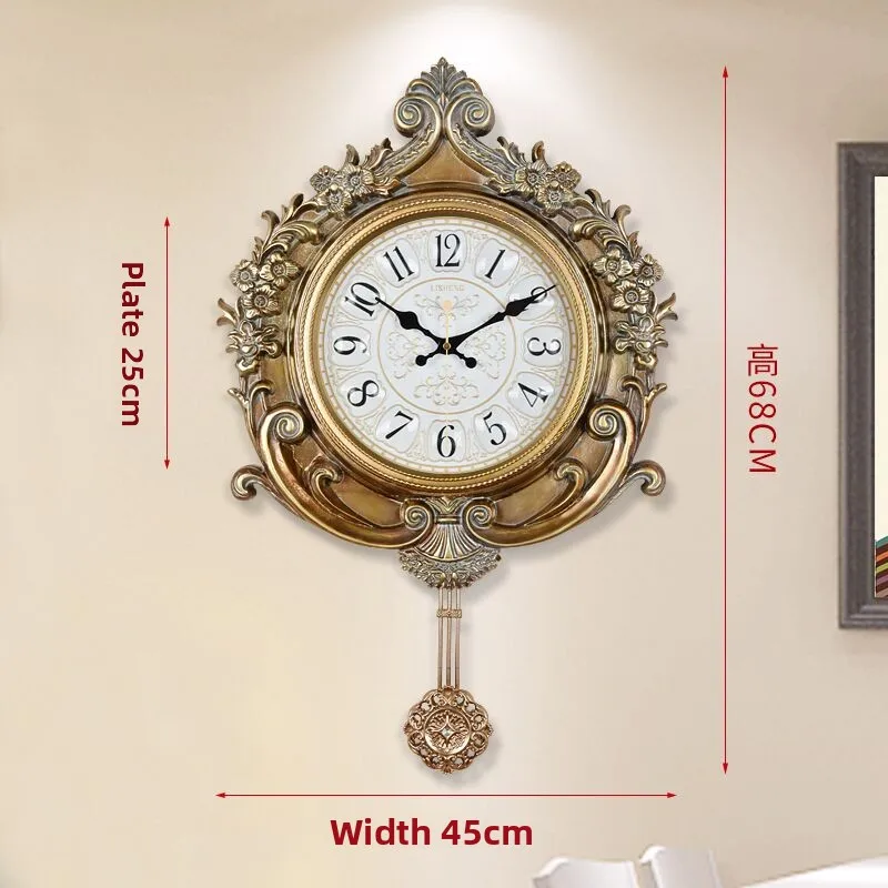 

European Style Stylish Silent Wall Clock Art Design Quartz Clock Vintage Interior Decoration Clock Mural Living Room Decoration