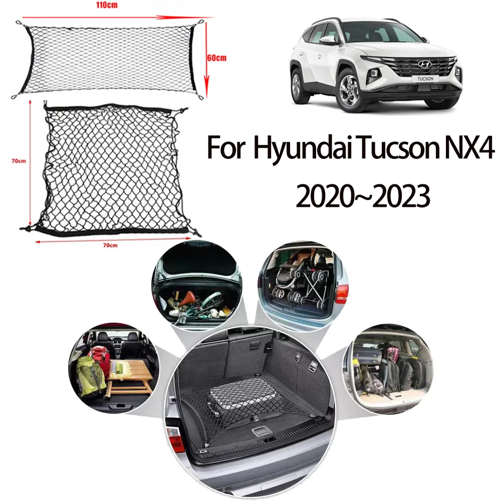 Kofferraumnetz für Hyundai Tucson EV NX4 2021 2022 2023, Autozubehör, Gepäcktasche, Aufbewahrung, Fracht-Organizer, Nylon, elastisches Netz