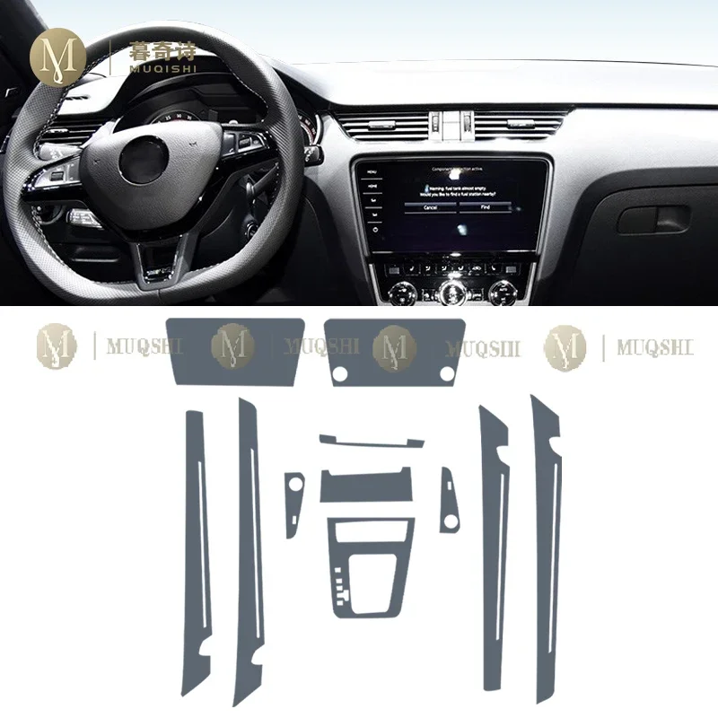 MUQSHI Pre cutting car Interior PPF paint protection film console Scratch transparent/matte TPU For SKODA Octavia A7 2017-2021