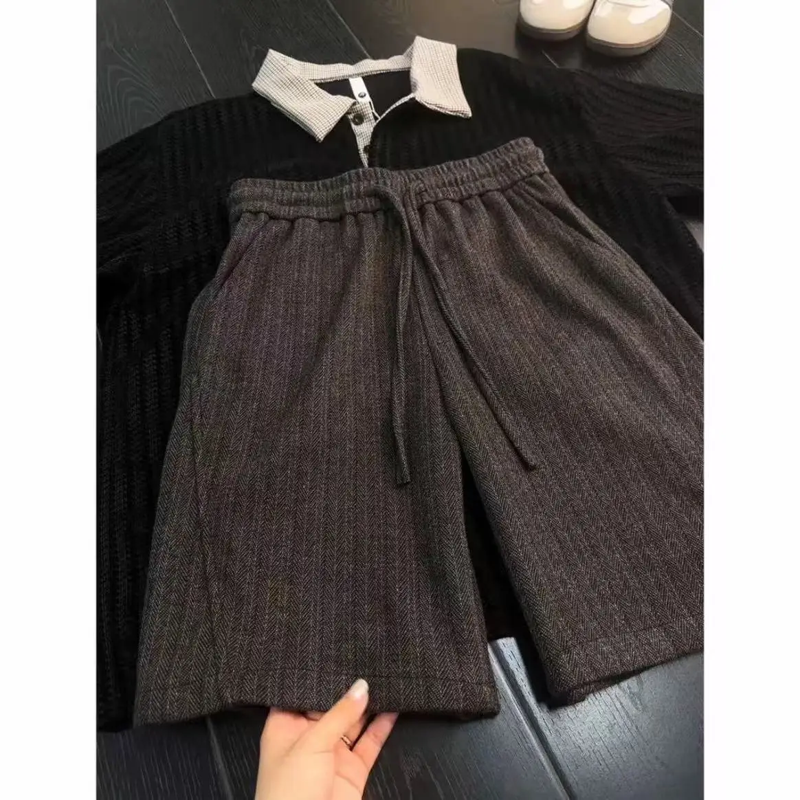 Retro Contrasting Color Old Money Wind Diagonal Cut Shorts Men's 2026 Summer Versatile Casual Five-point Pants