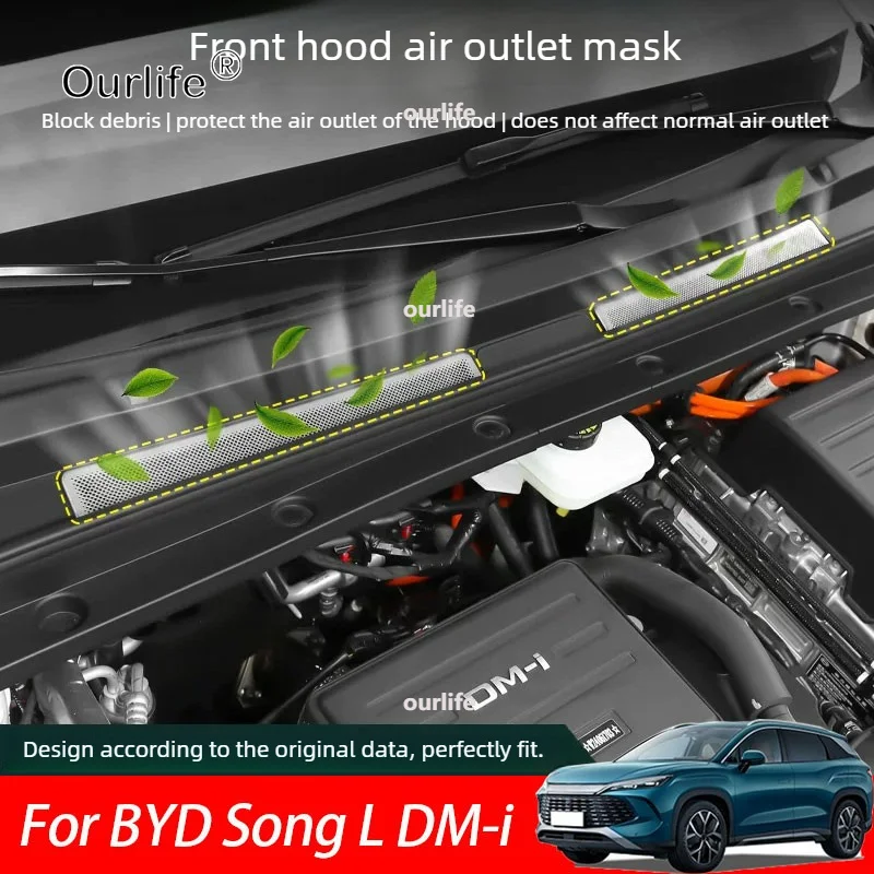 For BYD Song L DM-I 2026 2025 2027 Car Front Hood Dust Cover Filter Proof Cover Protective Cover Intake Port Accessories