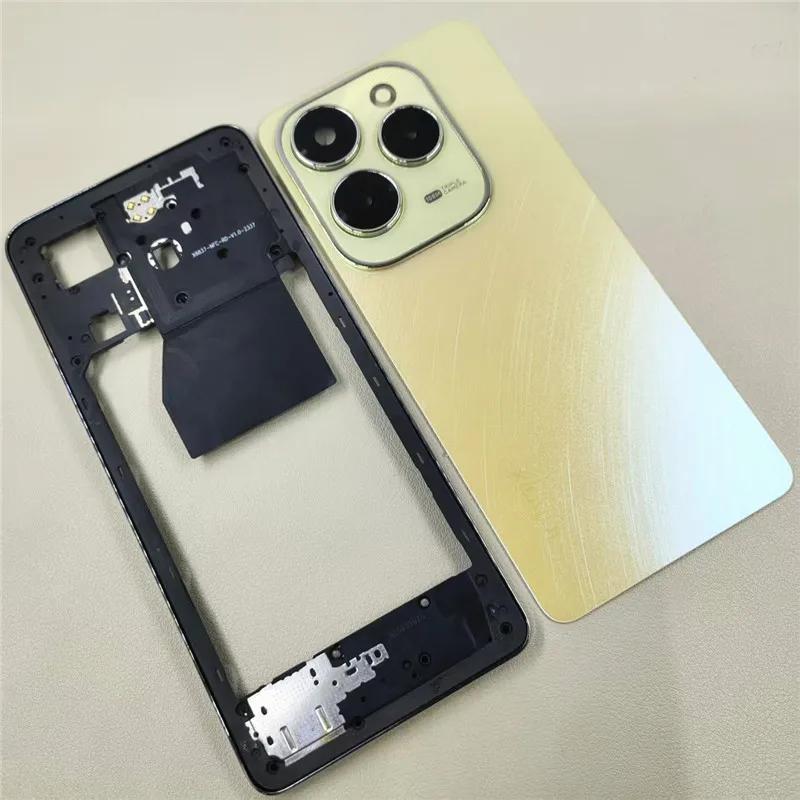 Full Housing for Infinix Hot 40 Pro X6837 Middle Frame Front Bezel Mid Plate +Battery Cover Back Panel Rear Case Replace