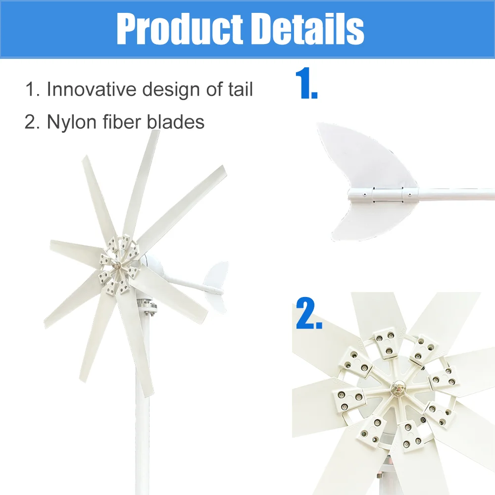 10KWH High Power Wind Turbine Generator 12V 24V 48V Windmill Free Energy Power Generator For Home Complete Kit With MPPT Charger