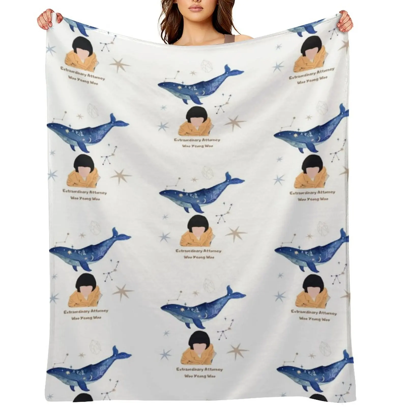 

extraordinary attorney Woo Yong Woo & whale background Throw Blanket Shaggy Soft Plush Plaid For Sofa Thin Blankets