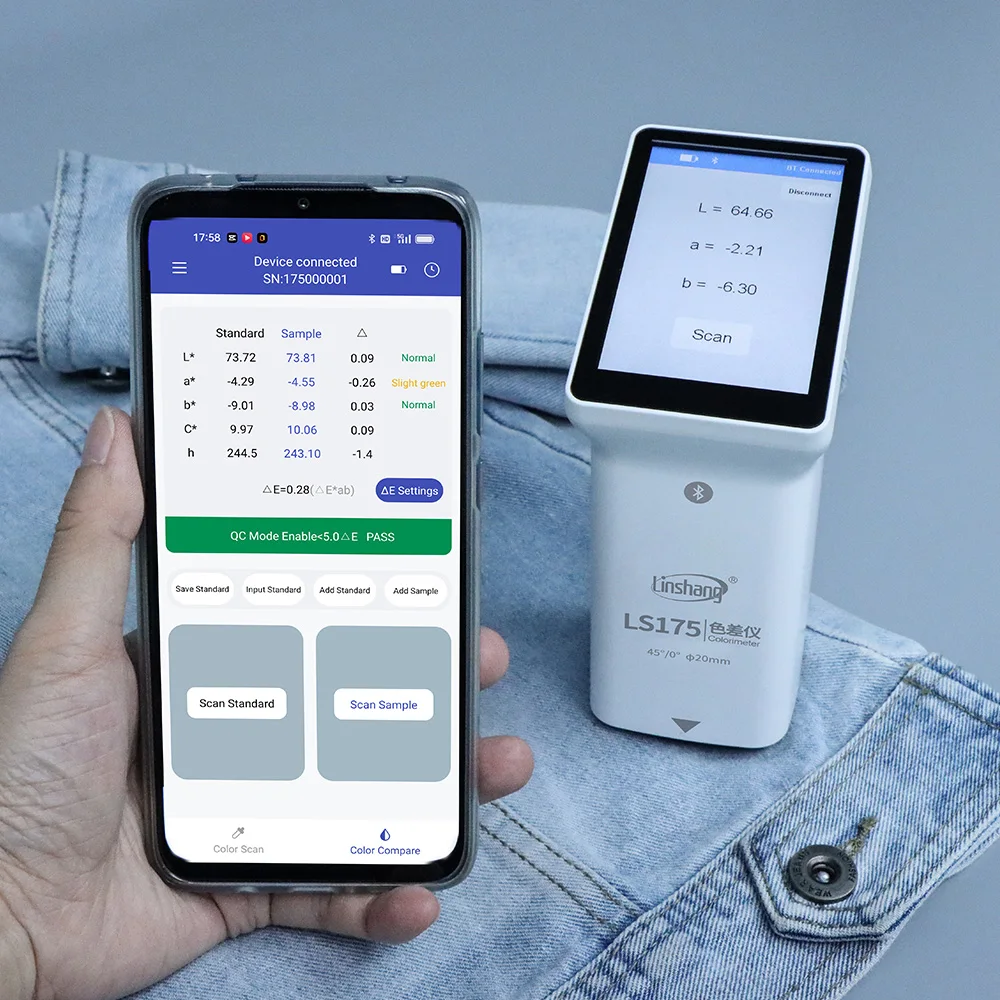 Rechargeable LS175 Smart Touch Screen Colorimeter for Coating Ceramic Plastic Paint Color Measurement Comparison