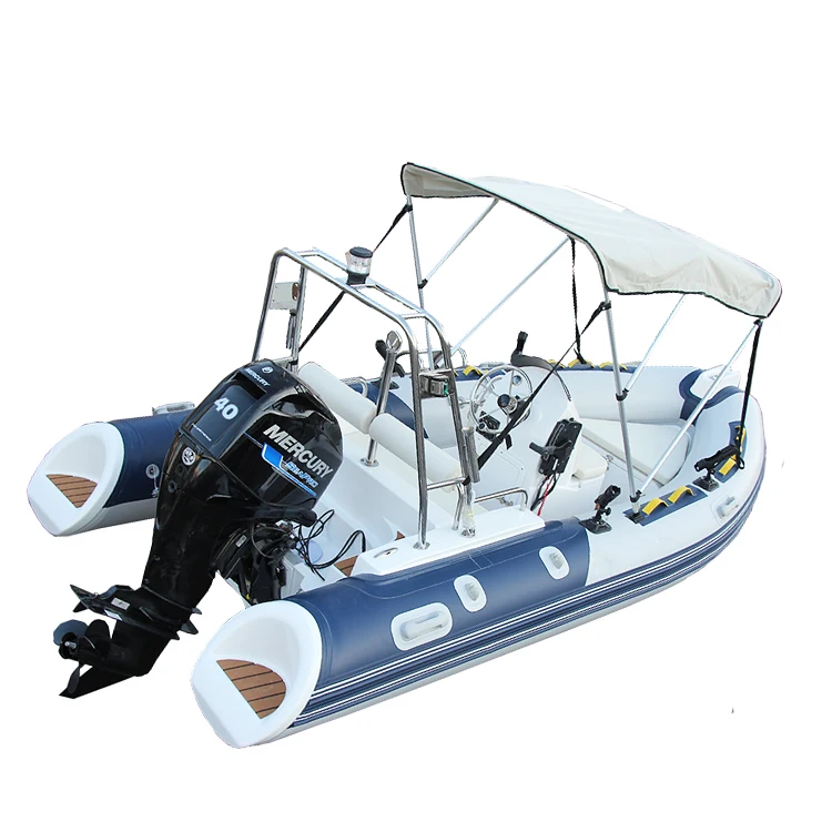 

4.3m Luxury Rib Boat Rigid Fiberglass Hull PVC Inflatable Power Option Drifting Fishing Rowing Boat