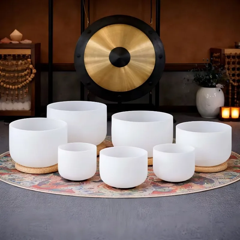 Crystal Singing Bowl Sets Minor Flaw Mindfulness Quartz Bowls 7 Chakra Set Sound Healing Bowls Meditation Musical Instruments