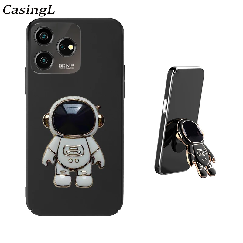 

For ZTE Axon 50 Lite Case With Astronaut Holder Ultra-Thin Silicone Camera Protect Cover For ZTE Axon 40 Lite Shell