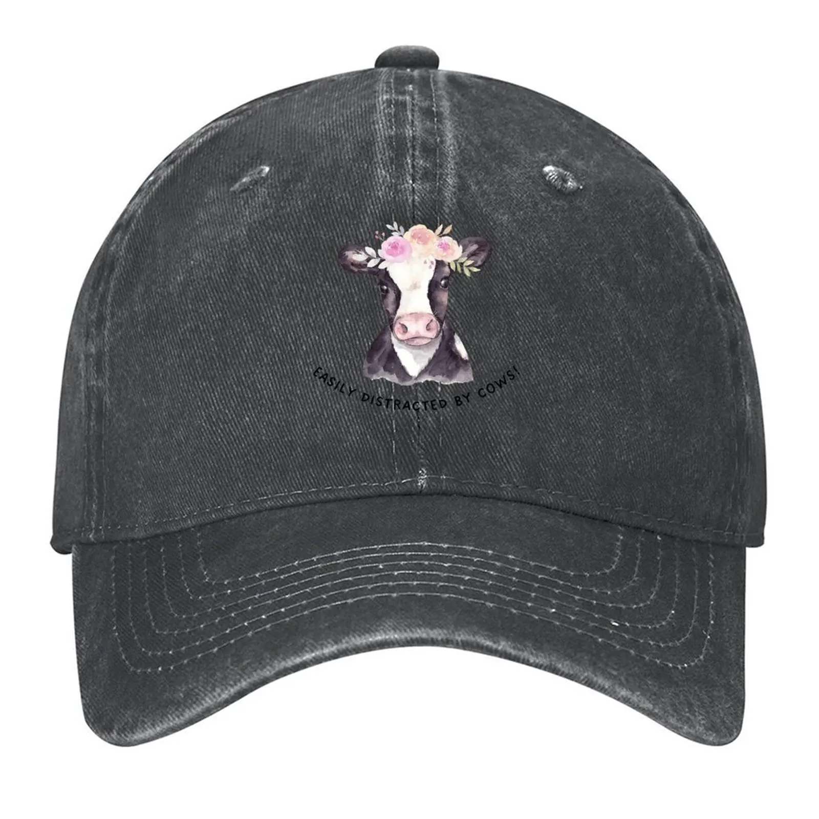 

Easily Distracted by cows Baseball Cap Gentleman Hat fun hats Golf Bobble Hat Mens Tennis Women's
