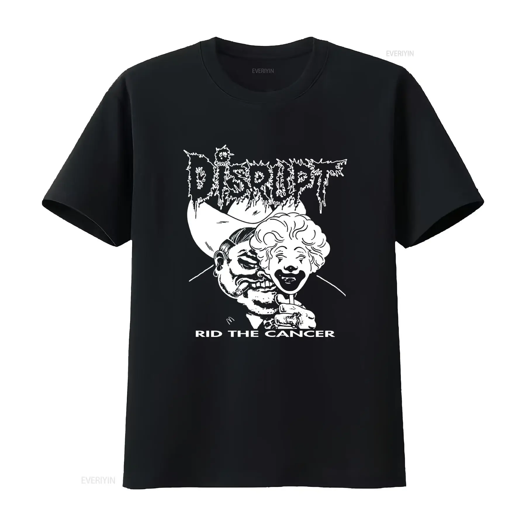 DISRUPT Rid the Cancer Punk Rock T Shirt Crust Grind Destroy Code  vintage Washed streetwear Unisex graphic Slightly Casual