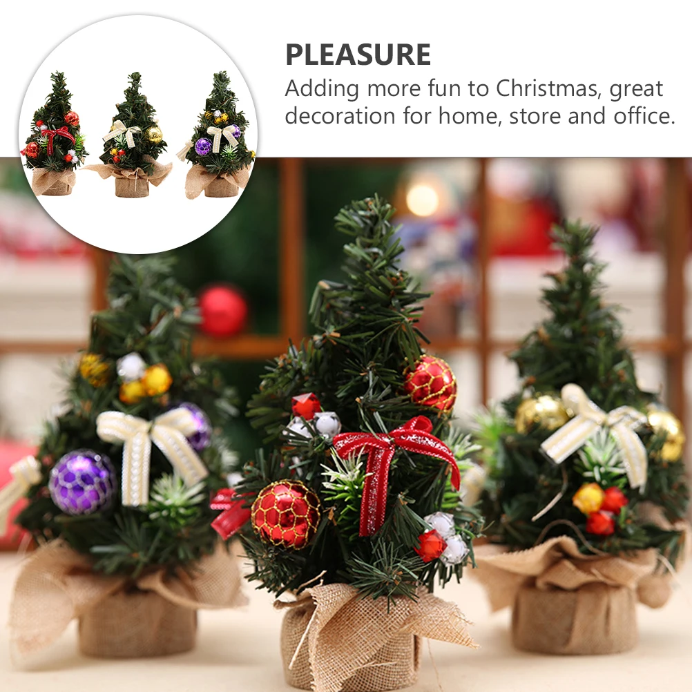 

3 Pcs Christmas Tree Ornaments Desktop Miniature Trees Home Gift Small Decorations Xmas Party Tiny