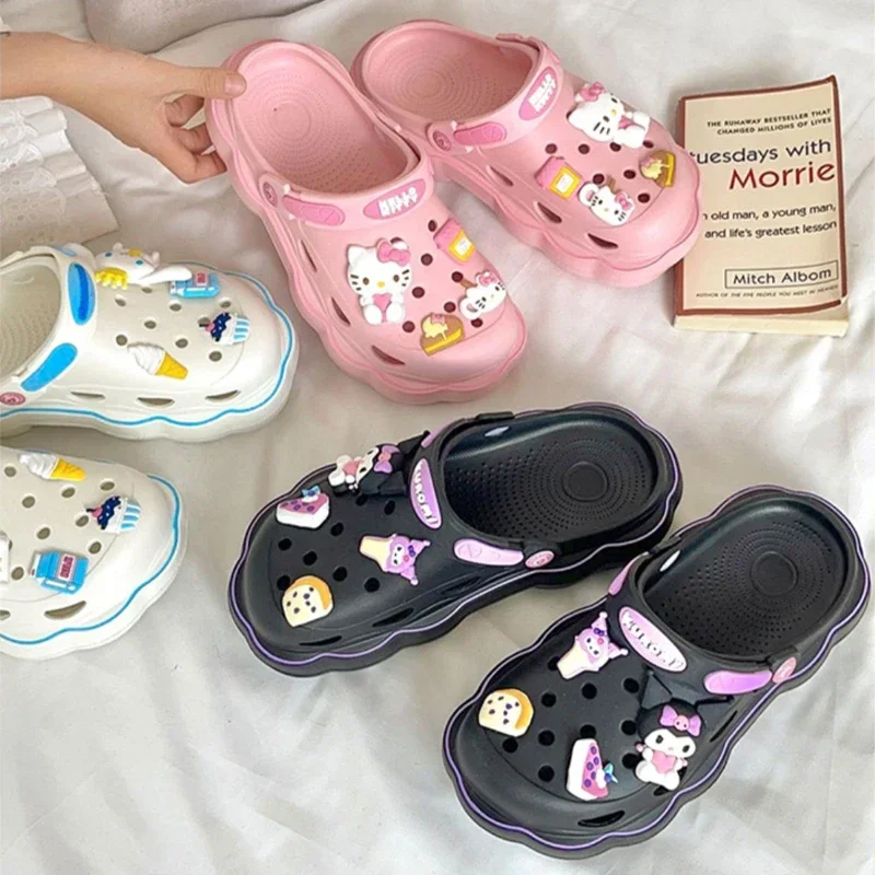 Sanrio Cinnamoroll Anime Kawaii HelloKitty Kuromi Slippers Home Slippers Soft Thick Bottom Nonslip Garden Breathable Beach Shoes