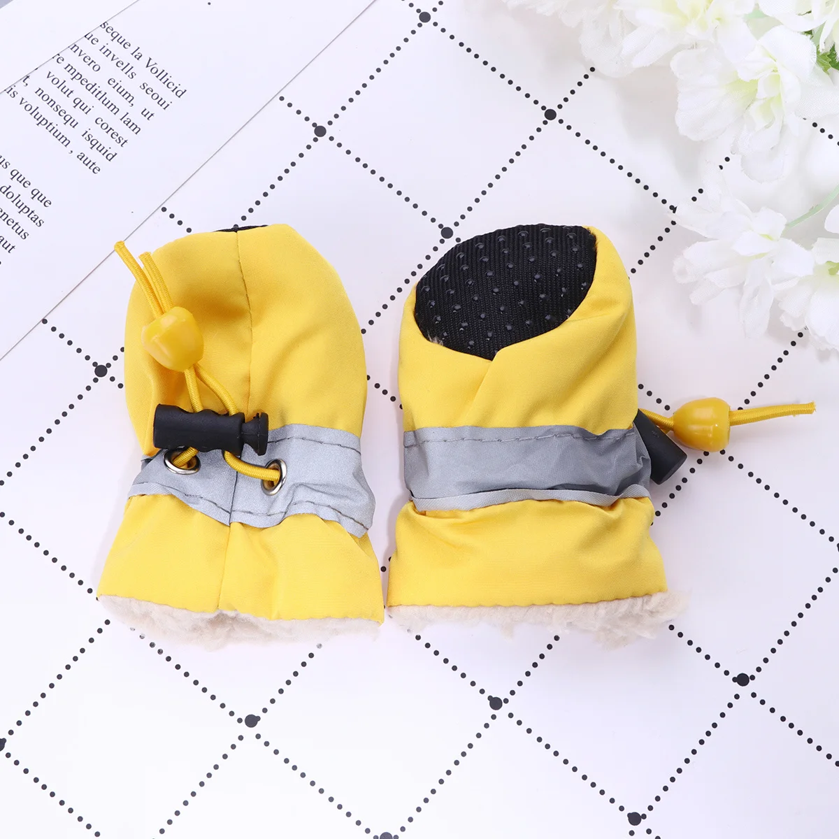 

Anti-Skid Pet Dog Boots Yellow Size 4 Rain Shoes Paw Protector Durable Sole Outdoor Dog Shoes for Small Pets Boots