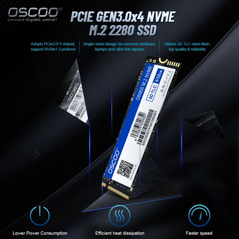 OSCOO Nvme M2 2280 SSD 512GB 256GB  Internal Solid State Drive 2100MB/s Hard Disk Ssd PCIe3.0 2280 for Laptop Desktop