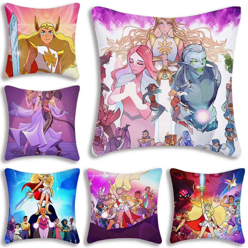 

S-She Ra The Princesses of Power Pillow Covers Cartoon Sofa Decorative Home Double-sided Printing Short Plush Cute Cushion Cover