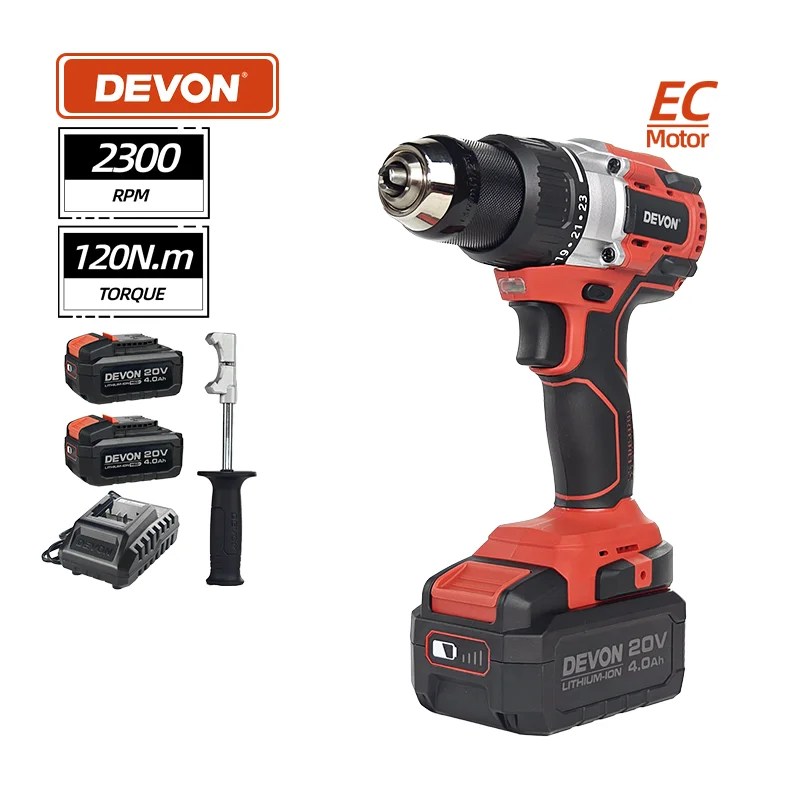 

DEVON 20V Battery Li Electric Drill 5282-Li-20 Variable Speed Brushless Impact Cordless Power Mini Drill Ce Certificate Charging
