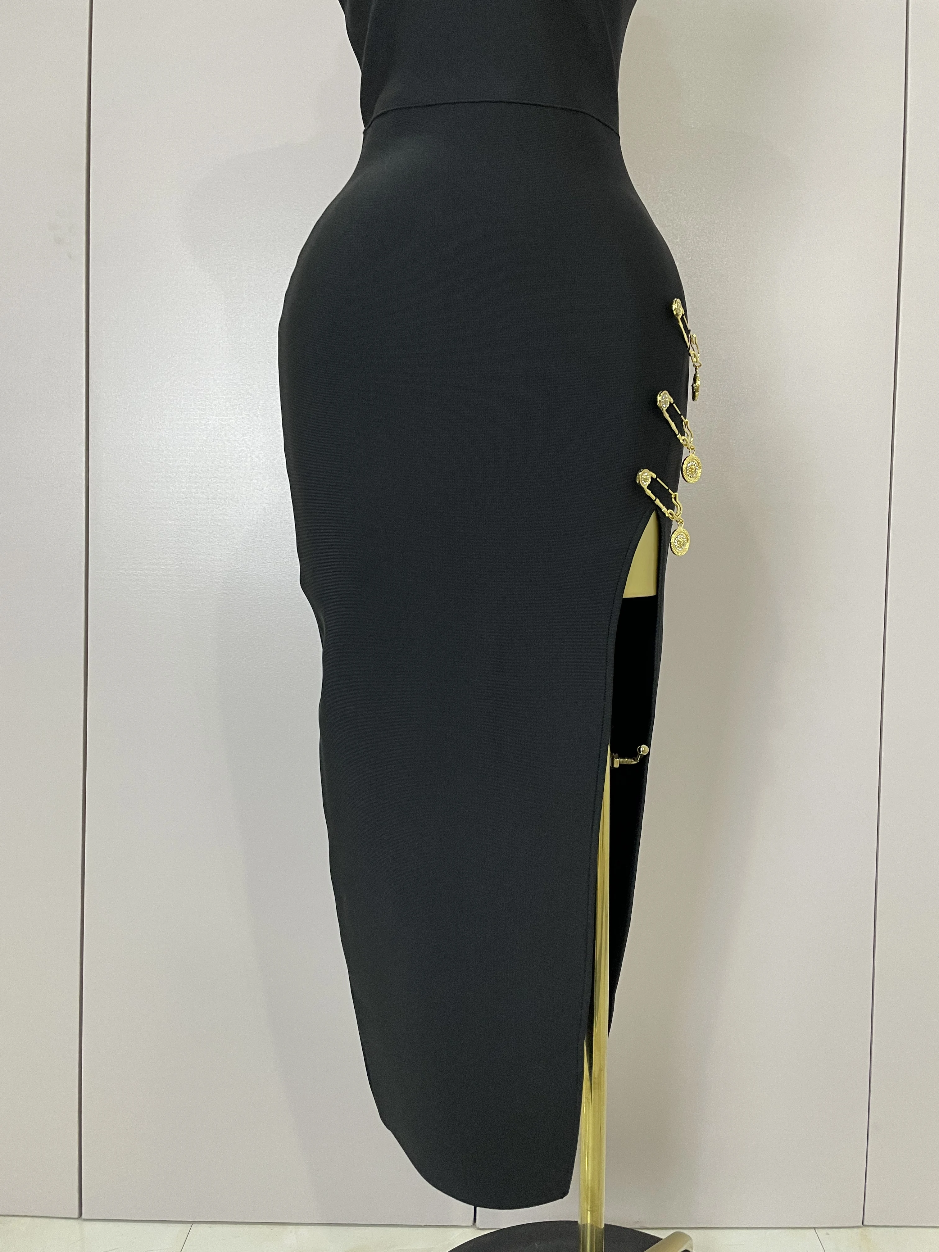 2025 New Elegant Slimming Black Pin Wrap Sleeveless Long Dress Women  Fashion Celebrity Evening Party Luxury Birthday Outfit