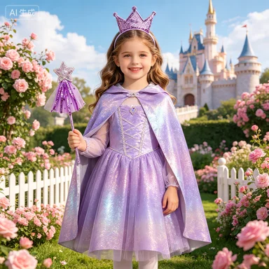 Girls' Shiny Dress-Up Outfit, Hit Glitter Cape Multi-color Cloak, Perfect for Birthday Parties & Stage Performances