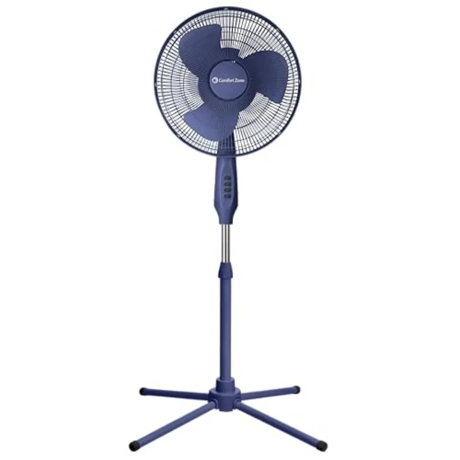 

16-Inch Oscillating Pedestal Fan 3-Speed High-Velocity Cooling, Adjustable Height and Tilt, Quad-Pod Folding Base, ETL Listed