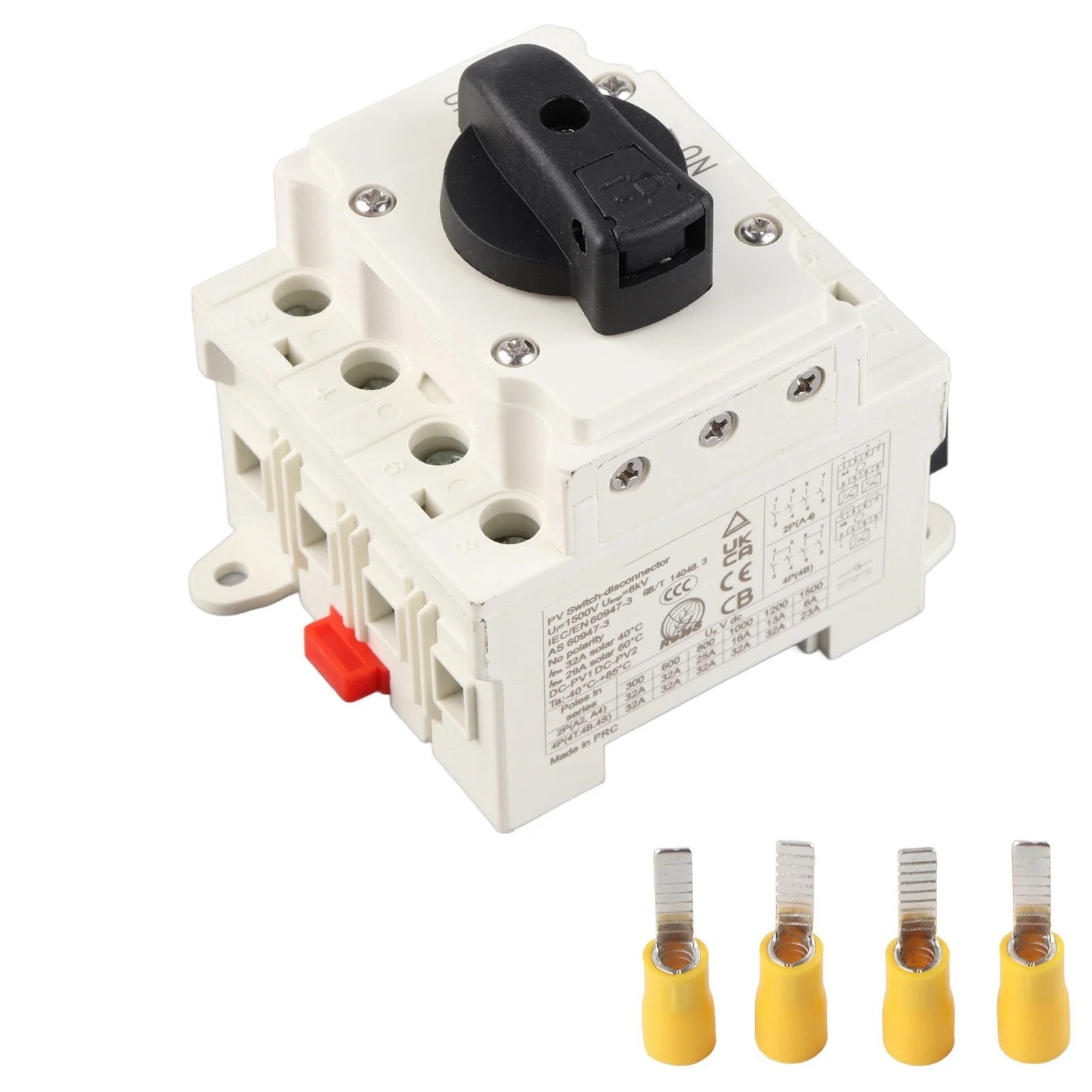 DC Solar Disconnect Switch 32A Flexible PC Flame Retardant Housing Photovoltaic Circuit Isolator 1000V