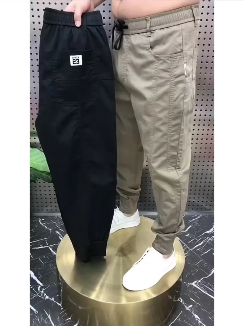

Men's Thiened Fce Lined Casual Pants Autumn Winter Loose Harlan Youth Warm Pure Color Slim Fit Leisure Trousers