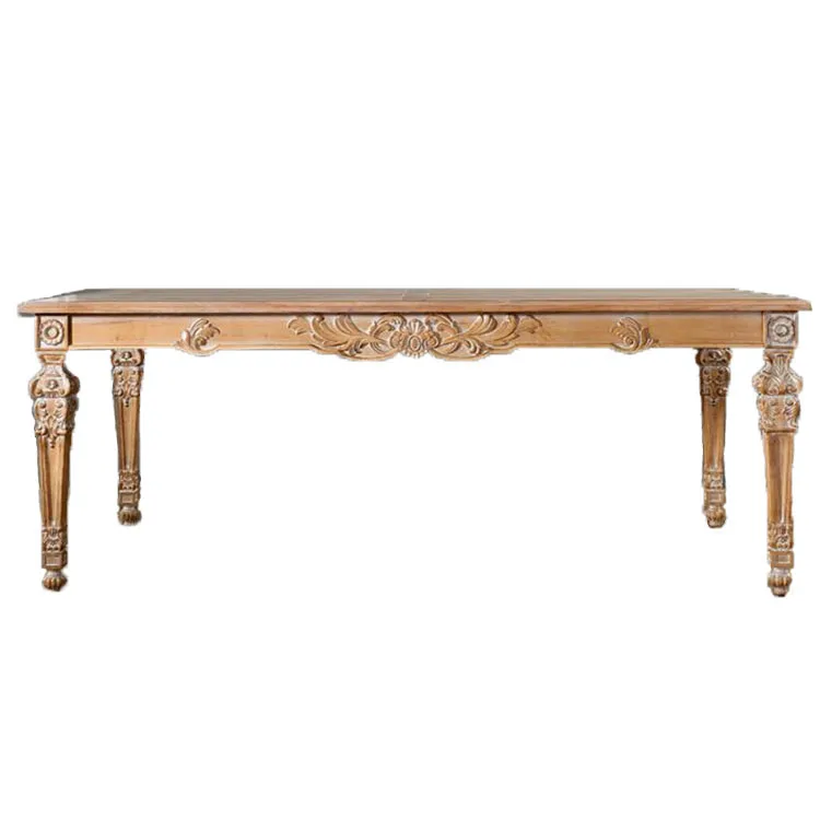 

/Custom Hotel Household Furniture French Antique Solid Wood Carved Dining Table Set Luxury