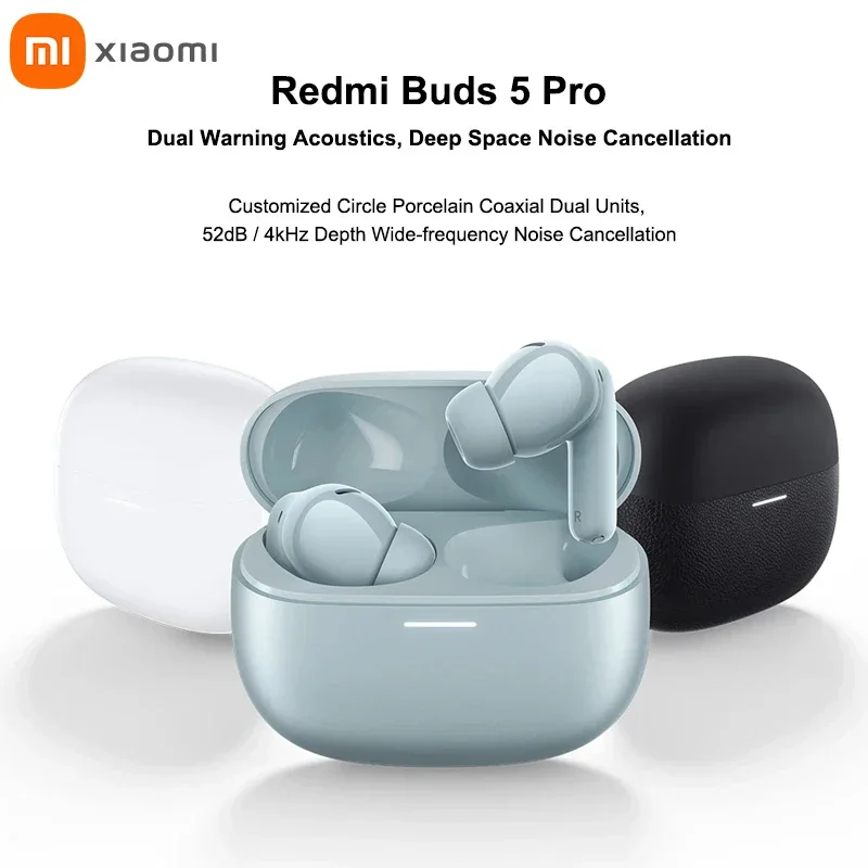 

Наушники Xiaomi Redmi Buds 5 Pro с активным соплом до 52 дБ, длительный срок службы 38 часов, срок службы батареи, 480 мАч, гарнитура Buds5 Mi