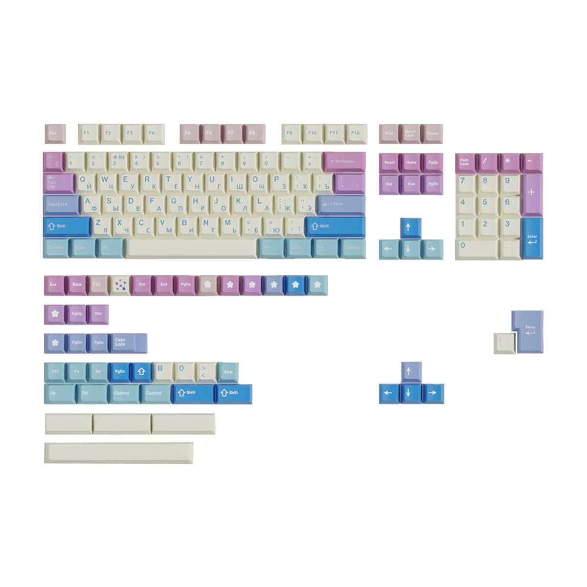 150 Keys Keycaps PBT Material Keyboard Keycaps Cherry Profile Sublimation Keycap for Most Mechanical Keyboards B