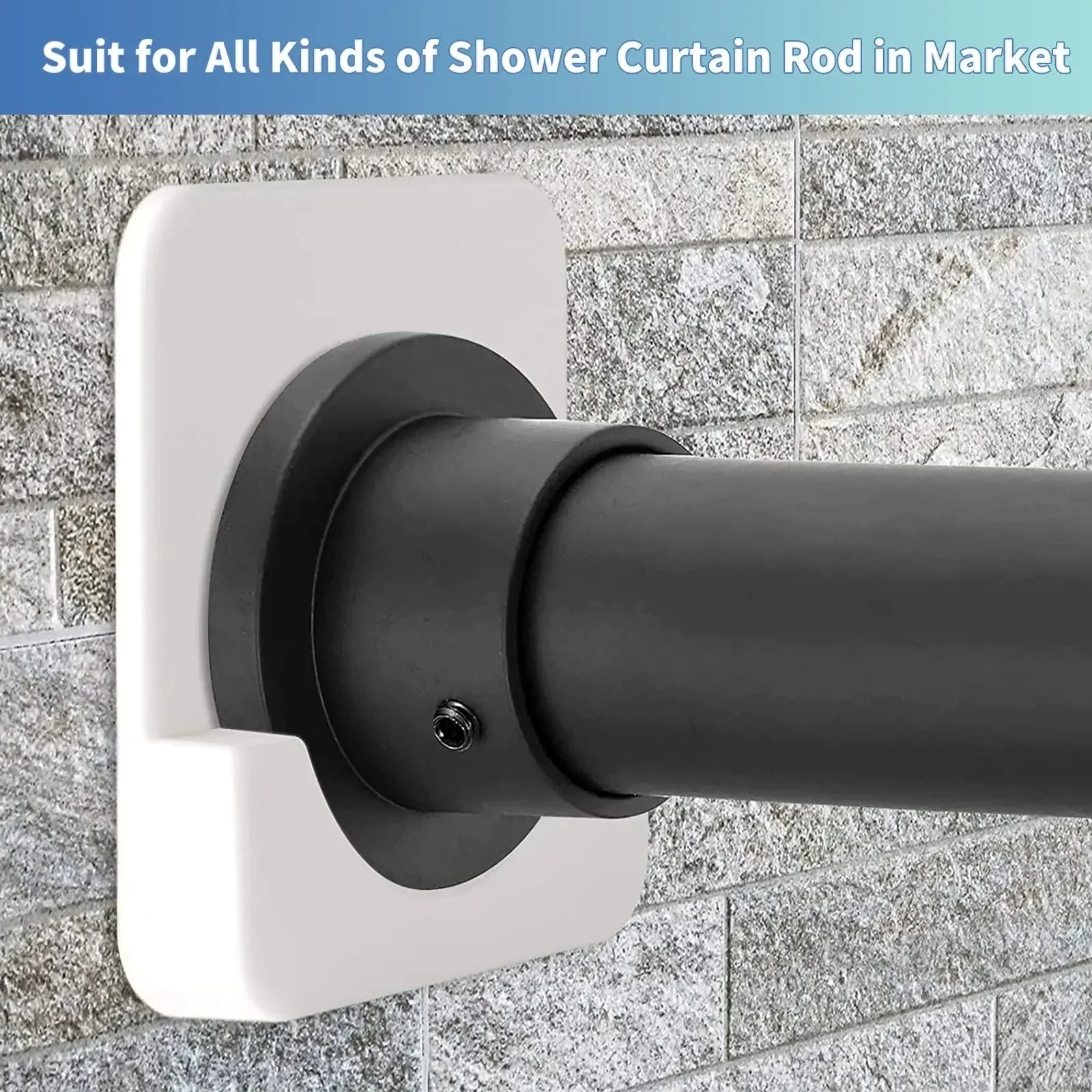 2pcs/set Black/White Non-Slip Shower Curtain Rod Mount Holder For Wall Adhesive Shower Rod Tension Retainer No Drilling Stick