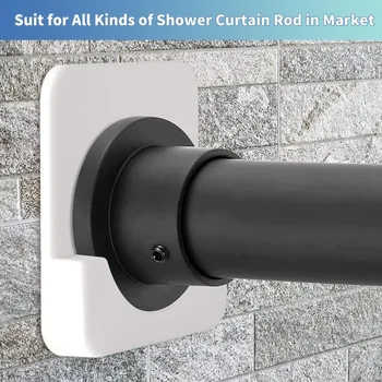 2pcs/set Black/White Non-Slip Shower Curtain Rod Mount Holder For Wall Adhesive Shower…