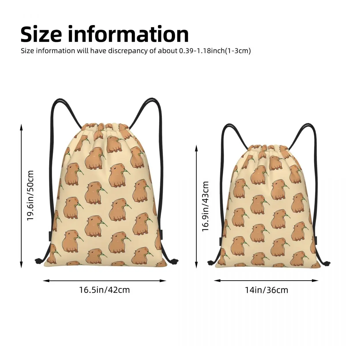 Capybara Leaf Eat Your Greens Drawstring Backpack Gym Sports Sackpack Animal Lover String Bag for Hiking