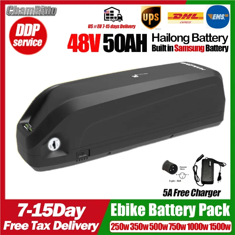 

Аккумулятор для электронного велосипеда Hailong 48 В 52 В 20 24 30 Ач 40 Ач 50 Ач Аккумулятор для электрического велосипеда Bafang 350 Вт 500 Вт 750 Вт 1000 Вт 1500 Вт Двигатель 18650 Литиевый