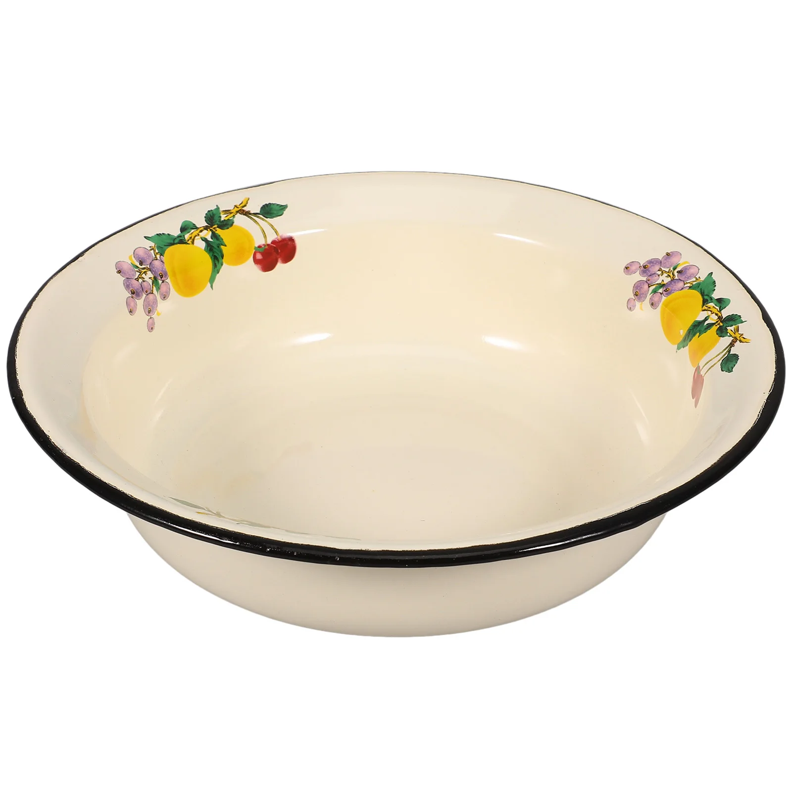 

1pc Enamel Bowl Vintage Style Retro Kitchen Soup Salad Mixing Basin Dough Vegetable Storage Bowl Household Enameled