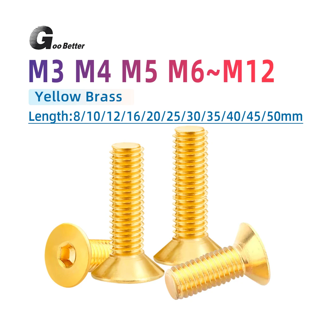 

Brass Metric Countersunk Head Socket Head Cap Screws M3 M4 M5 M6 M8 M10 M12 Socket Head Fasteners