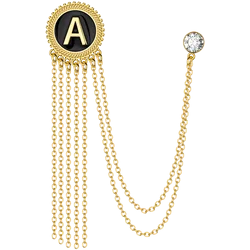 Personalized brooch with chain initials,men's enamel brooch pin,Men's suit shirt lapel pins, men&women's anniversary accessories