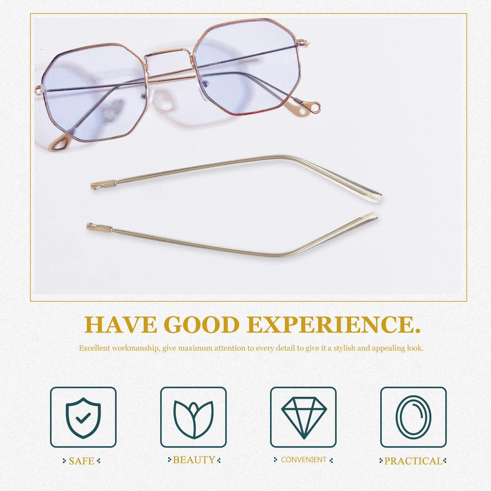 

1Pair Metal Glasses Arms Universal Replacement Eyeglasses Temples Legs for Glasses Repair Sunglasses Parts Accessories