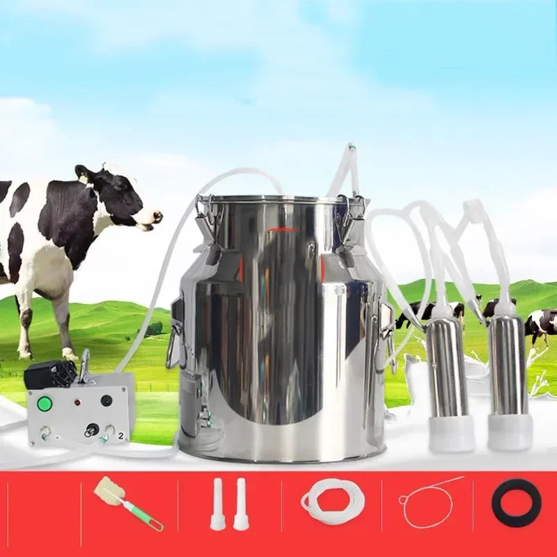 5L Electric Milking Machine for Cattle Goat Pulsating Milking Machine Stainless Steel Milker Bucket Farm Livestock Tools.