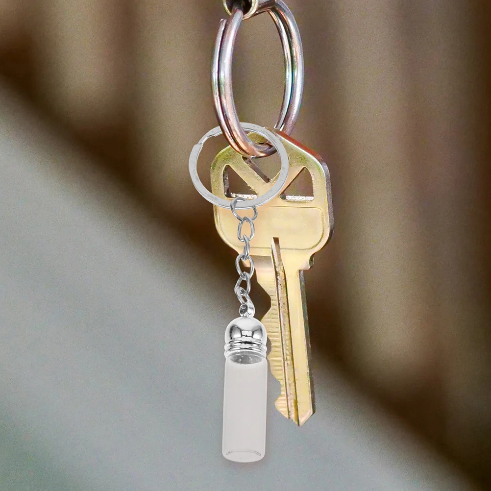 

6Pcs Essential Oil Bottle Key Chain Glass Perfume Bottles Empty Hanging Keychain Small Glass Storage Jars Tiny Jars with Cap