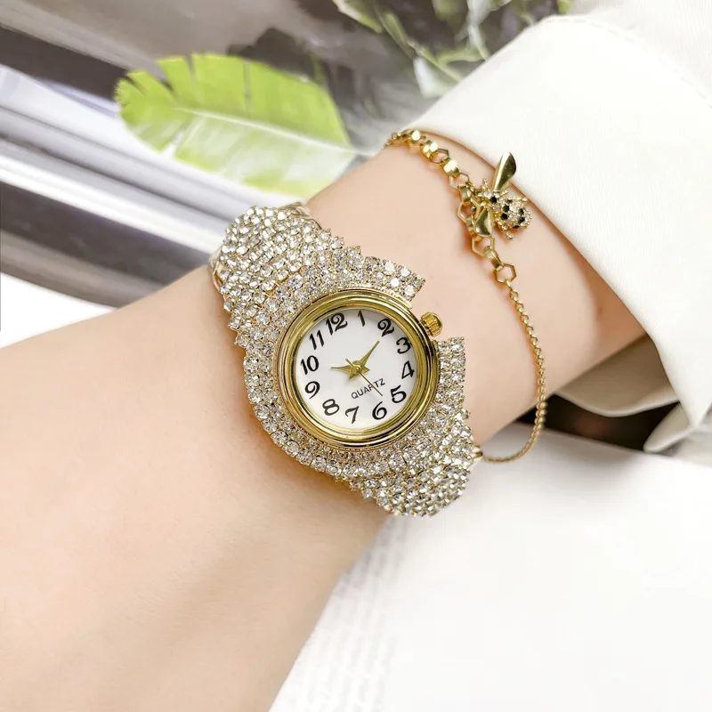 Women Watches Diamond Gold Watch Ladies Wrist Watches Luxury Brand Rhinestone Women\'s Bracelet Watches Female Relogio Feminino