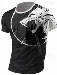 Men's 3D printed casual summer round neck casual dragon printed T-shirt loose colored printed neutral casual fashion trend top