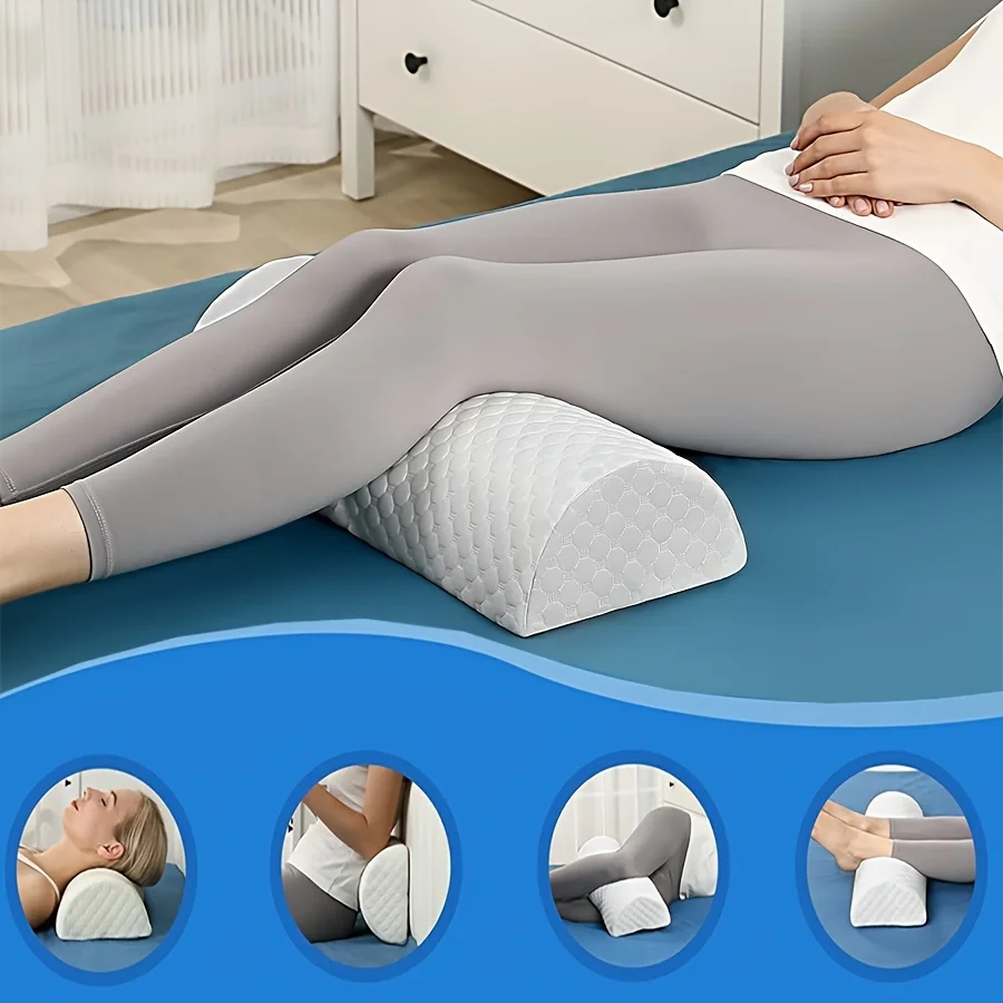Half Moon Pillow, Memory Foam Leg Pillows for Sleeping Bolster Pillow for Legs Knee Lumbar Support, Semi Roll Pillow for Ankle R
