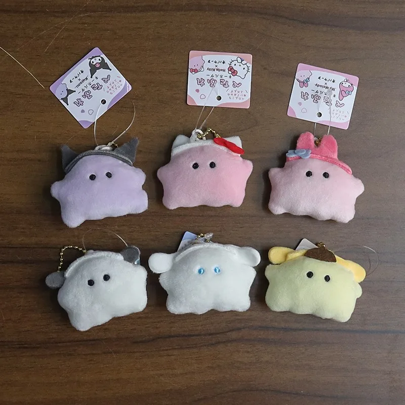 Sanrios น่ารักฮาโลวีน ghost my melody hello kitty cinnamoroll ตุ๊กตาพวงกุญแจ PomPomPurin Mini กระเป๋าอุปกรณ์เสริมของขวัญวันเกิด