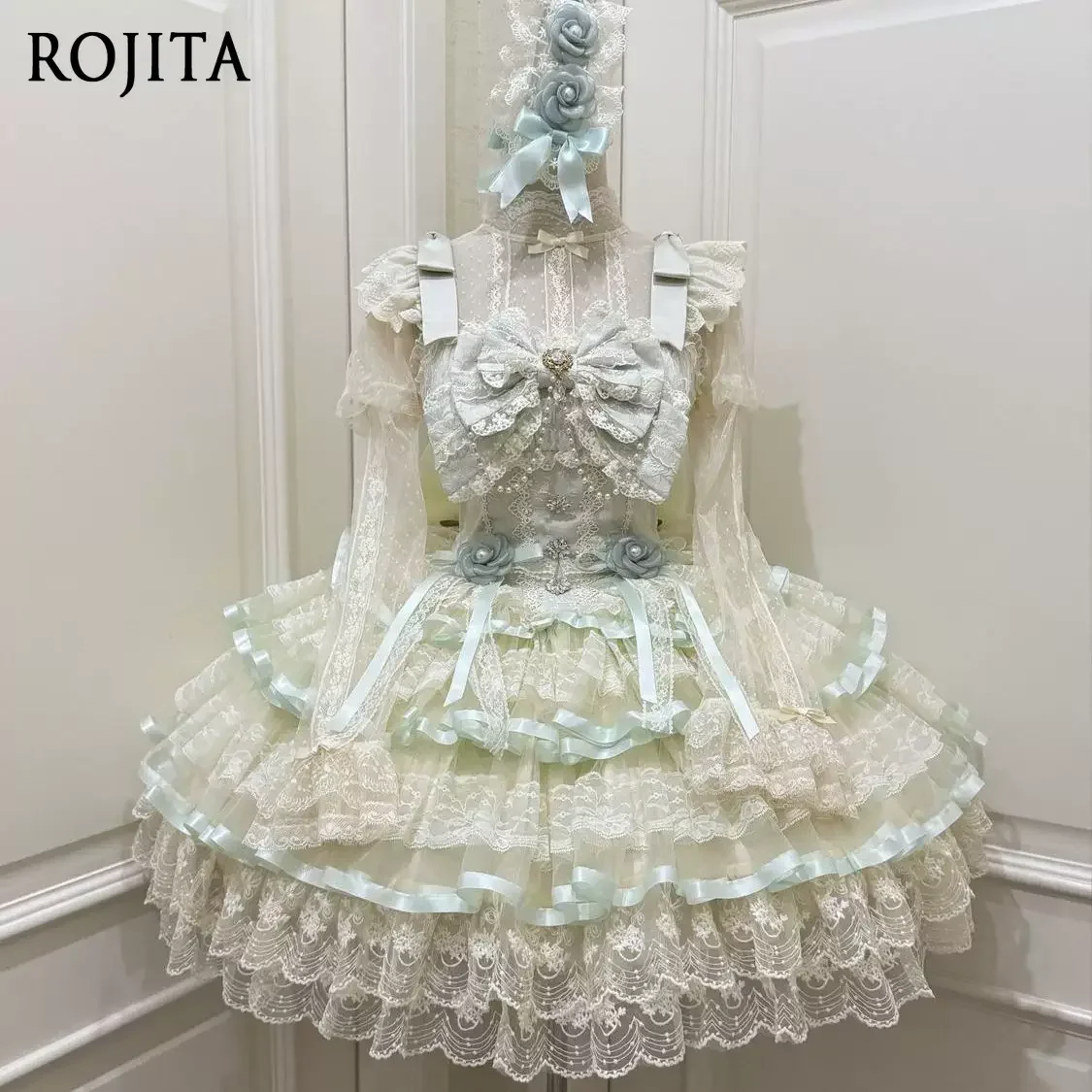 

Green Ballet Style JSK Strap Dress for Women Summer Dress Japanese Original Design Sweet Sleeveless Lolita Dress